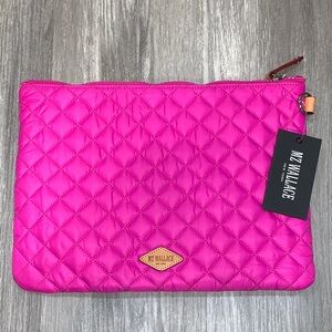 MZ Wallace Quilted Zip Pouch in Neon Pink BRAND NEW